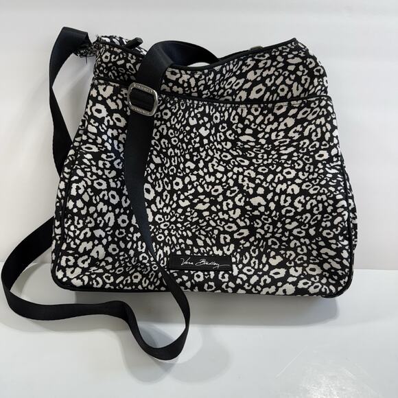 Vera Bradley Handbags - Vera Bradley Nylon Crossbody Purse Black & White Animal Print Lighten Up Slim